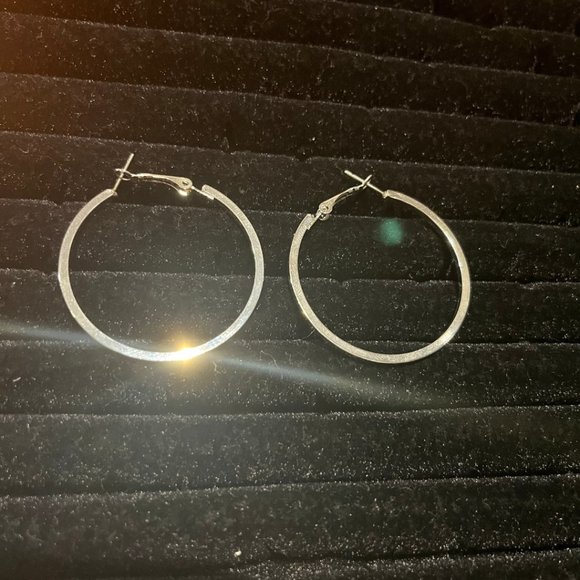 Simple Traditional Silver Hoop Earrings - Picture 3 of 8